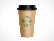 Kraft Coffee Cup & Lid PSD Mockups