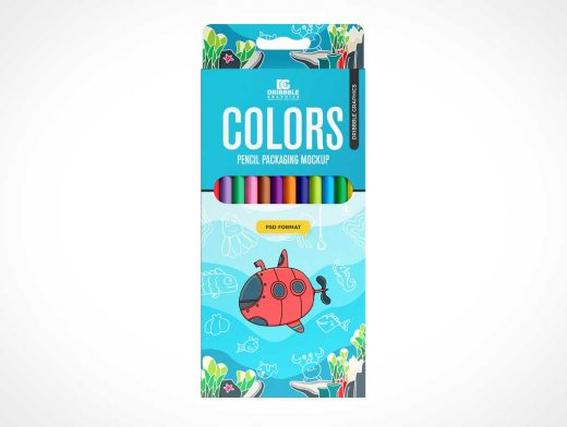 Coloring Pencil Crayon Box PSD Mockups