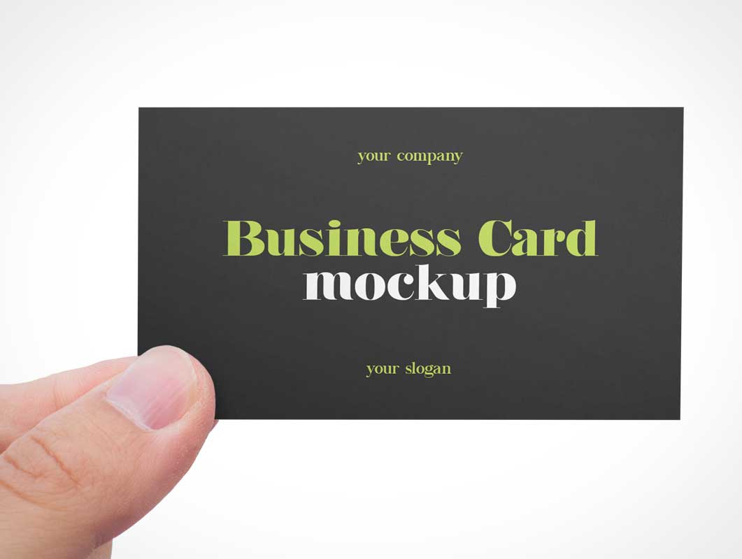 Hand Held Business Card Front PSD Mockups