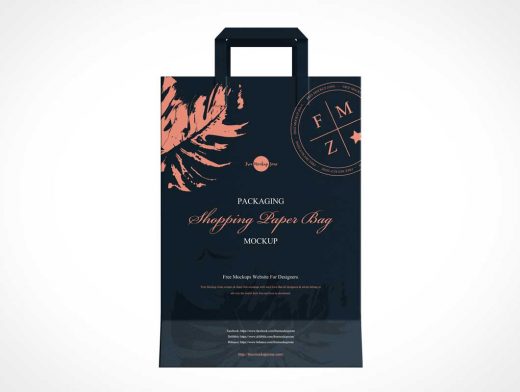 Paper Shopping Bag & Carry Handles PSD Mockups