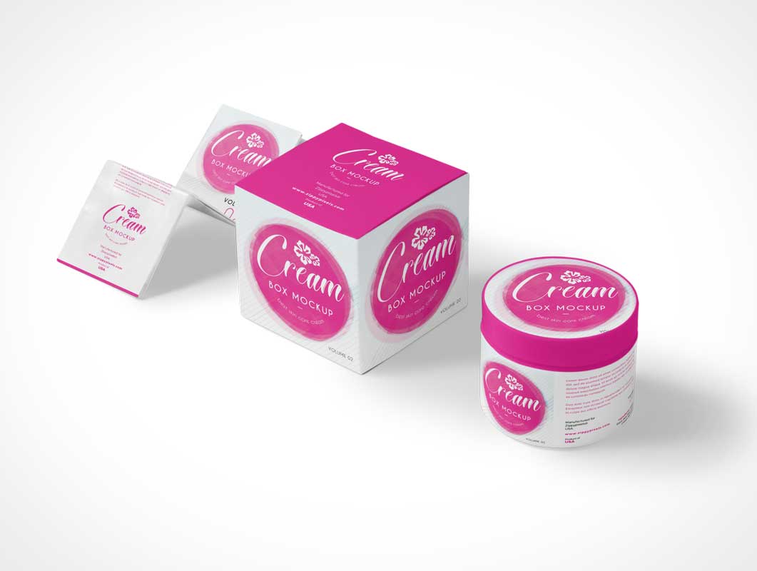 Cosmetic Cream Product Packaging PSD Mockups