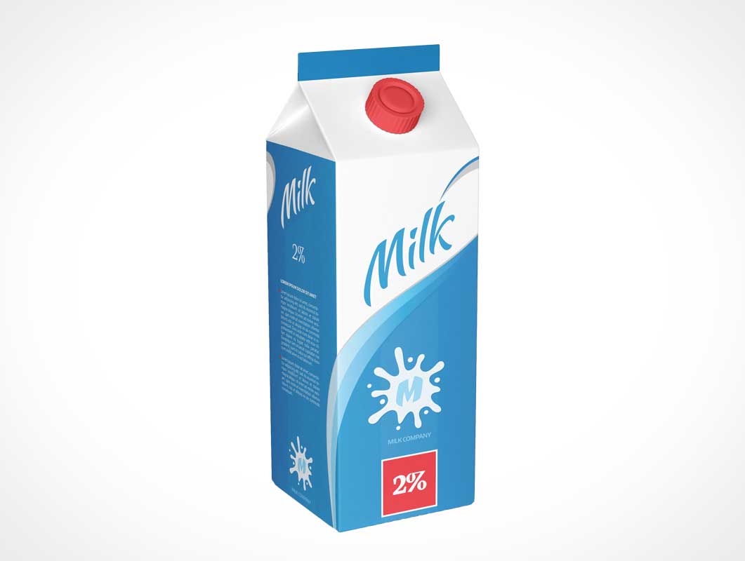 Carton Milk Box & Sealed Spout PSD Mockups
