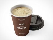 Paper Coffee Cup & Sip-Through Lid PSD Mockups