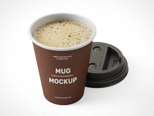 Paper Coffee Cup & Sip-Through Lid PSD Mockups