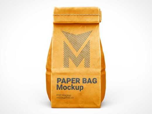 Stitched Kraft Paper Bag PSD Mockups