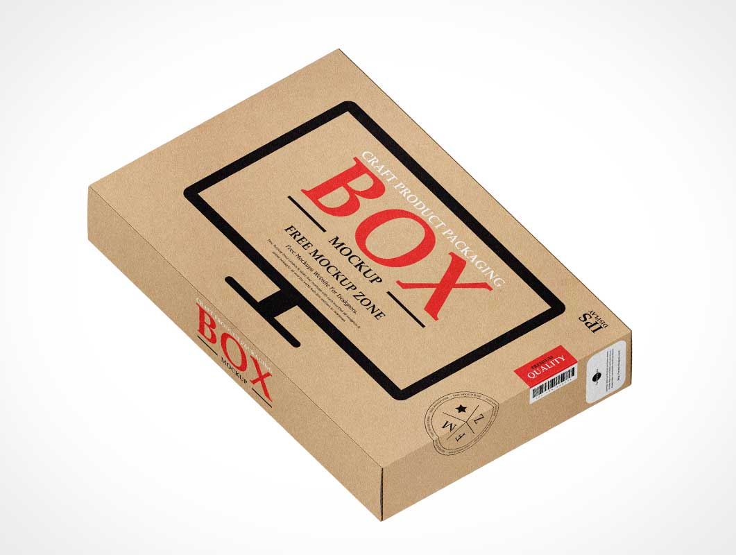 Thin Craft Cardboard Box PSD Mockups