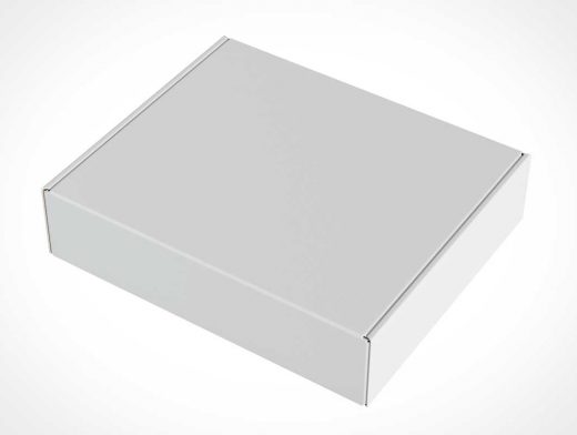 Closed Cardboard Flat Box PSD Mockups