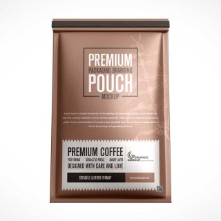 Premium Coffee Foil Pouch PSD Mockup