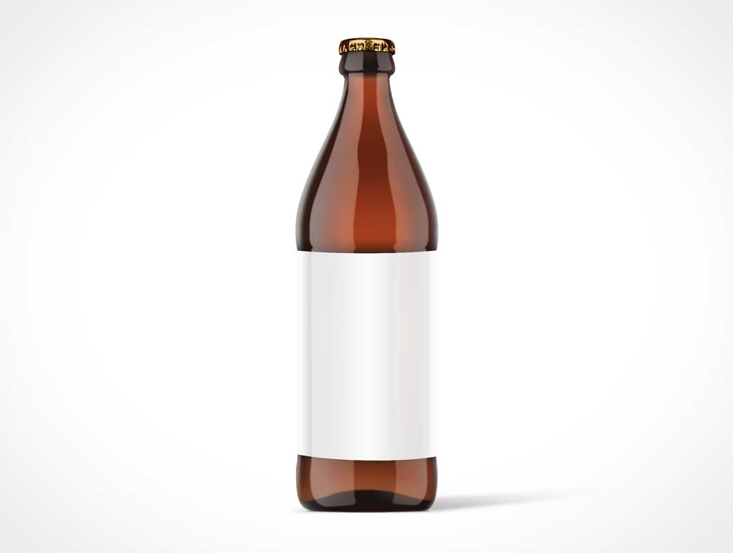 British 500ml Amber Beer Bottle PSD Mockups