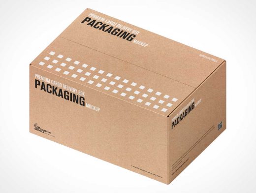 Cargo Box Delivery Packaging PSD Mockups