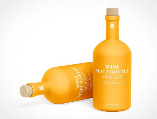 Corked Matte Wine Bottle PSD Mockups