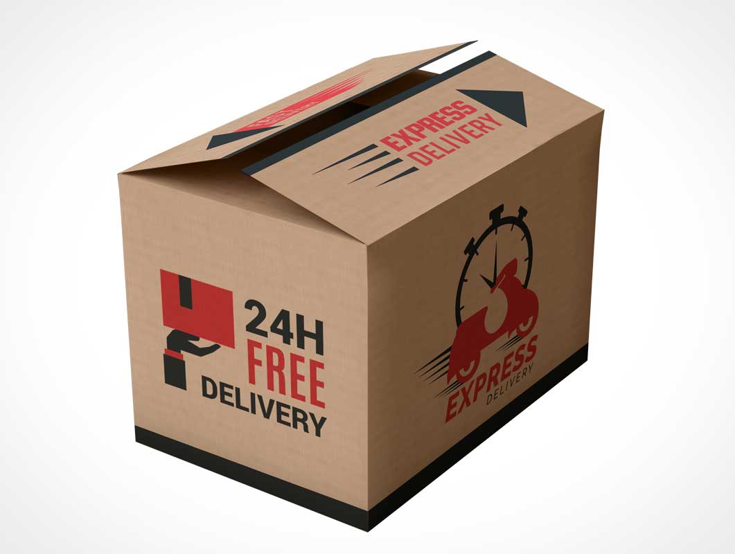 Delivery Shipping Box PSD Mockups