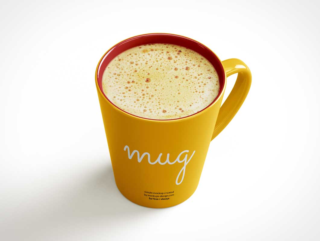 Glossy Cairngorm Ceramic Coffee Mug PSD Mockups