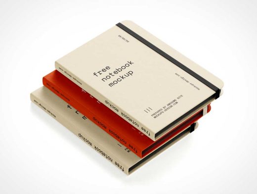 Hardcover Notebook & Rubber Band PSD Mockups