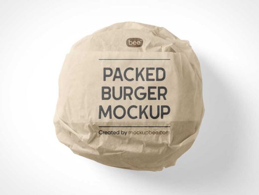 Wrapped Hamburger Packaging PSD Mockups