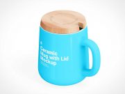 Free Ceramic Mug & Wooden Lid PSD Mockups
