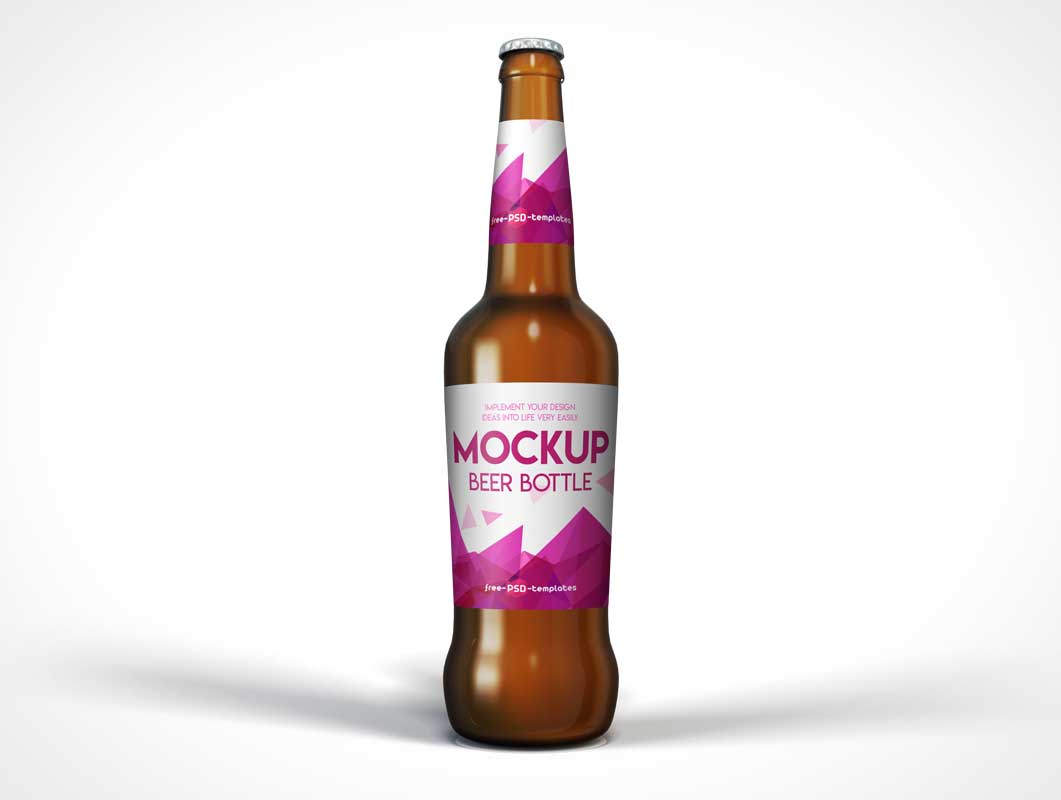 Download Free Amber Beer Bottle PSD Mockups