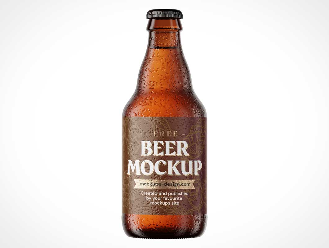 Download Free Amber Glass Beer PSD Bottle Mockup