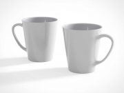 Cairngorm Shape Ceramic Mugs PSD Mockups