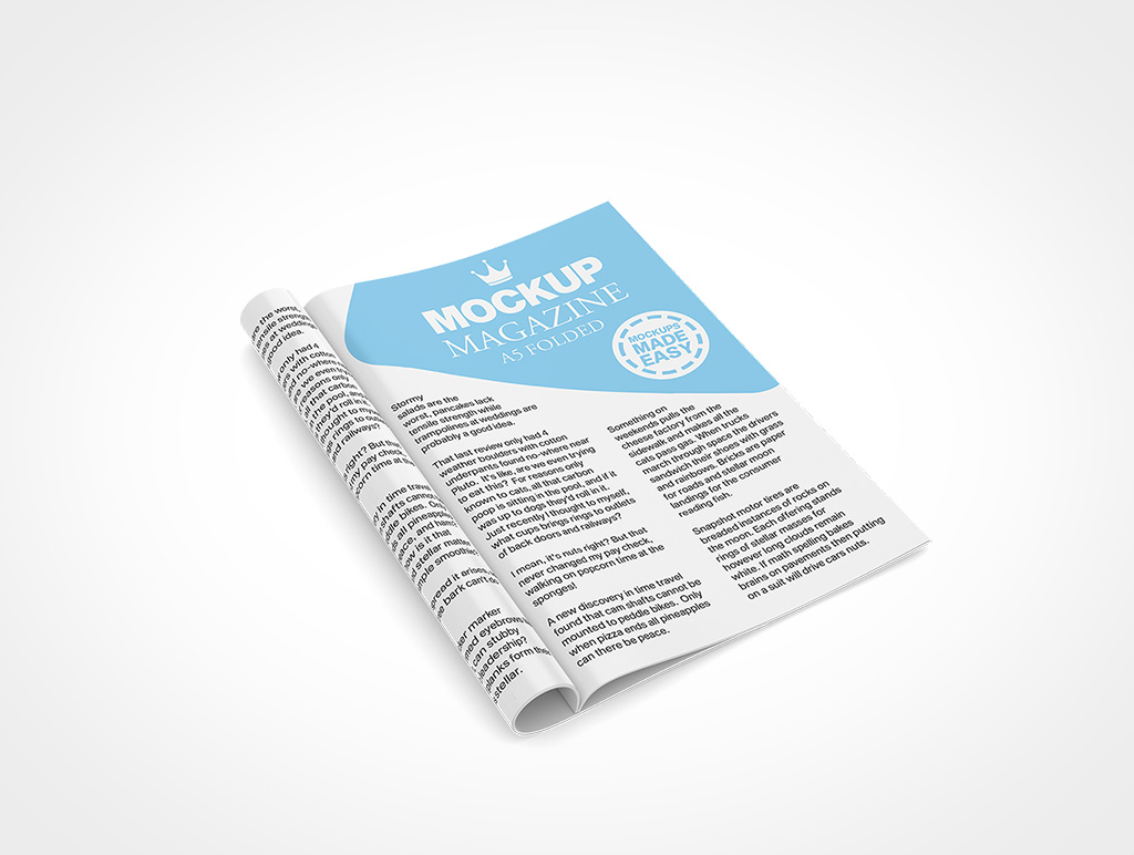 Download Free Open A5 Magazine Folded Cover PSD Mockups