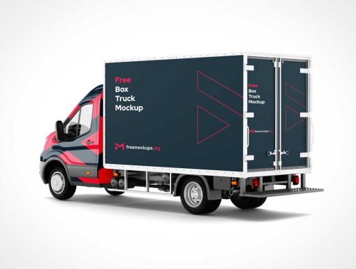 Transit Box Delivery Truck PSD Mockups