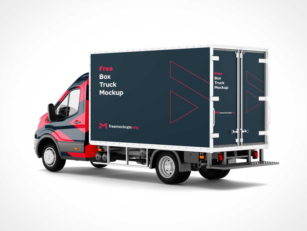 Download Free Transit Box Delivery Truck PSD Mockups