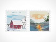 Dual Postage Stamp Mockup