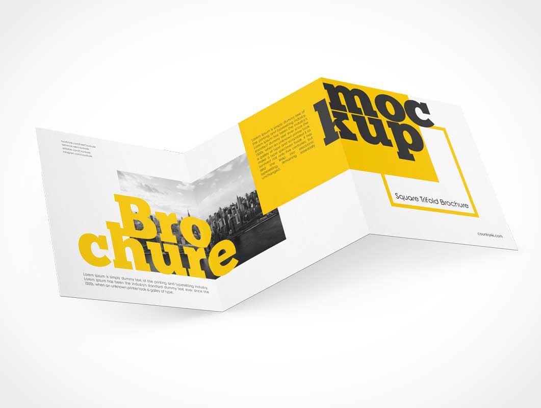 Download Free Paperboard Tri-Fold Square Brochure Mockup