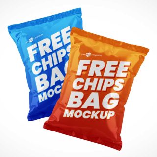 Floating Chip Bags Mockup