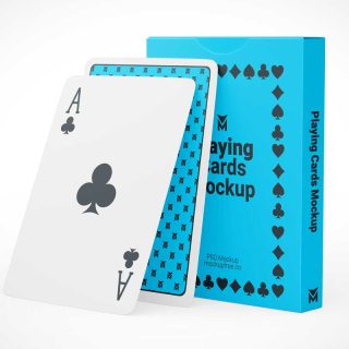 Standing Playing Cards & Box Mockup