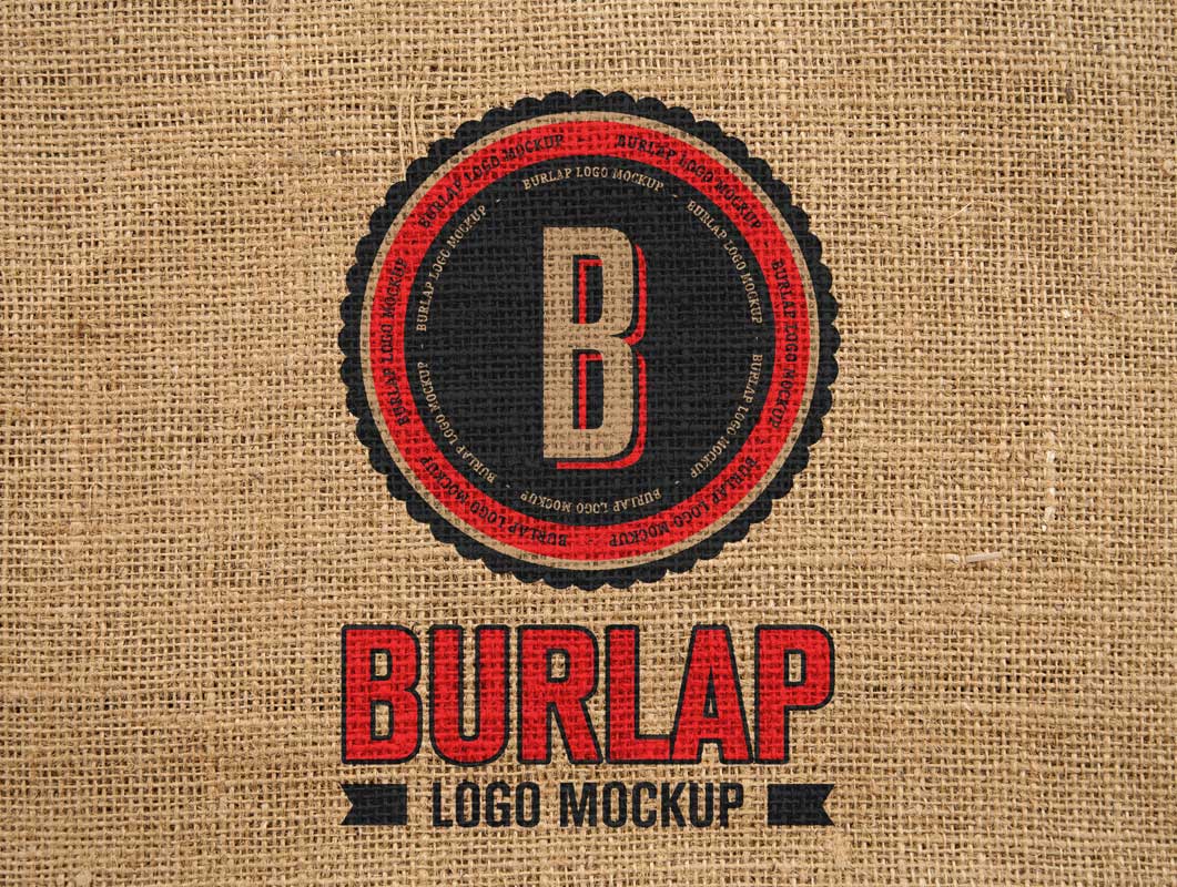Burlap Fabric Printed Logo Mockup